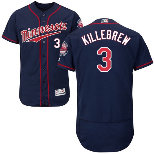 Twins #3 Harmon Killebrew Navy Blue Flexbase Authentic Collection Stitched MLB Jersey